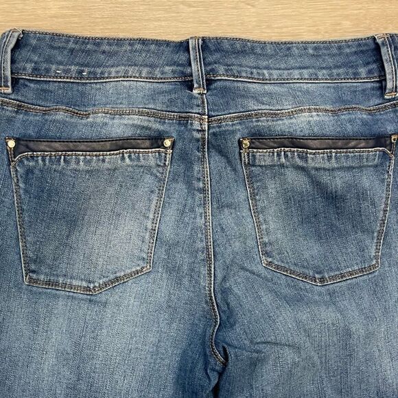 WHBM White House Black Market Leather Trim Light Blue Skinny Denim Jeans - Picture 8 of 10